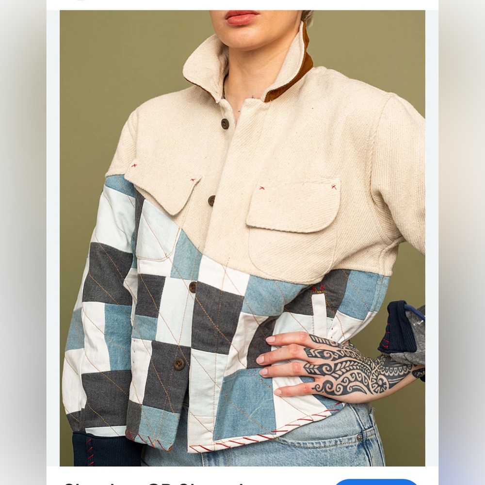 One432 Custom Designed Patchwork Jacket (beige, white, camel) Reversible